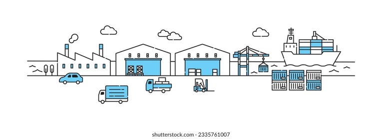 Landscape illustrations related to logistics.　
