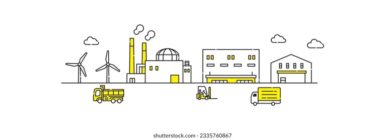 Landscape illustrations related to logistics.