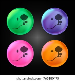 Landscape Image crystal ball design icon in green - blue - pink and orange.