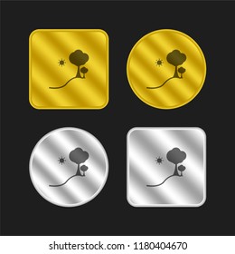 Landscape Image gold and silver metallic coin logo icon design
