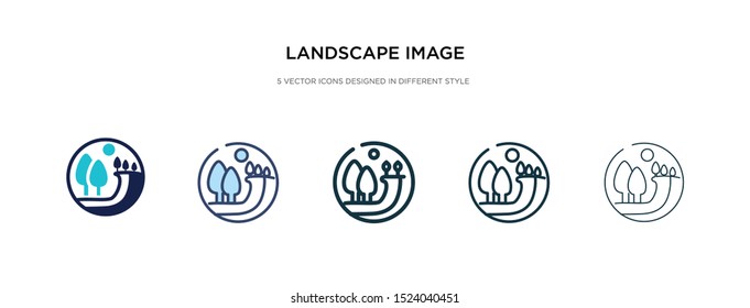 landscape image icon in different style vector illustration. two colored and black landscape image vector icons designed in filled, outline, line and stroke style can be used for web, mobile, ui