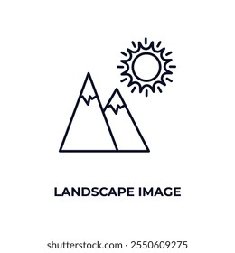 landscape image outline icon. Linear vector from ecology concept. Thin line landscape image icon isolated on white background