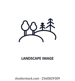 landscape image outline icon.  Thin line icon from ecology collection. Editable vector isolated on white background