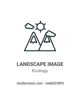 Icono vectorial de contorno de imagen horizontal. Icono de imagen de paisaje negro en línea delgada, ilustración de elemento simple vector plano del concepto de ecología editable trazo aislado en fondo blanco