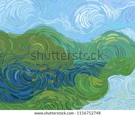 Landscape in Impressionism style.Vector illustration.