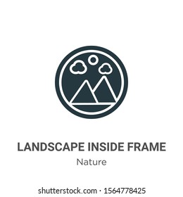 Landscape inside frame vector icon on white background. Flat vector landscape inside frame icon symbol sign from modern nature collection for mobile concept and web apps design.