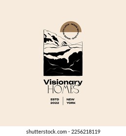 Landscape, interior, home decor, garden logo template illustration for branding