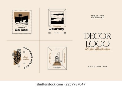 Landscape, interior, home decor, garden logo template illustration for branding
