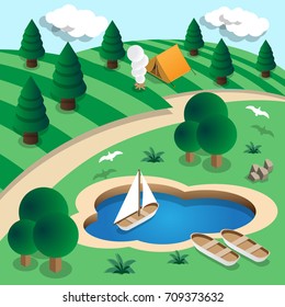 Landscape. Isometric. Vector illustration.