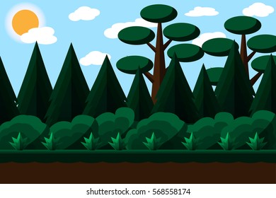 landscape jungle mountain with sun.vector and illustration
