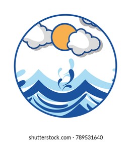 landscape label sky sunny and wave shape