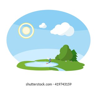Landscape with lake and forest