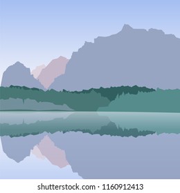 Landscape with lake and mountains