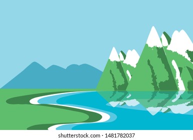 landscape with lake nature icon
