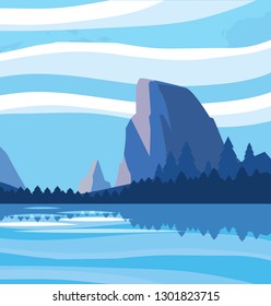 landscape with lake scene icon