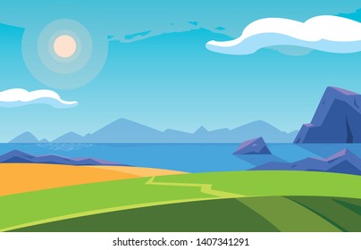 landscape with lake scene icon