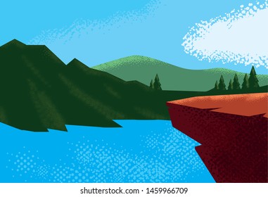 landscape with lake scene nature