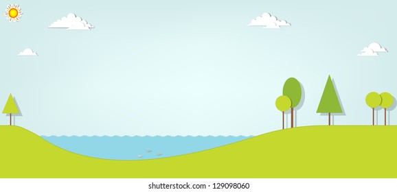 landscape with a lake and trees