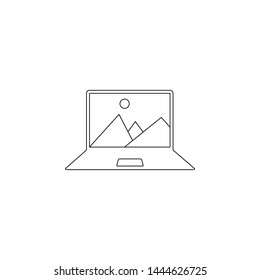 Landscape in the laptop colored icon. Element of programming for mobile concept and web apps icon. Outline, thin line icon for website design and development, app development