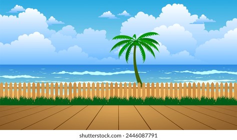 paisaje de césped en la playa en verano
