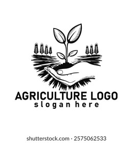 landscape lawn care irrigation eco garden tree nature unique agriculture mowing dairy fruit vegetable forming vector eps logo template