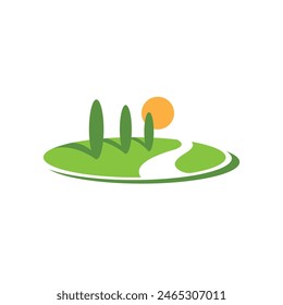 Landschafts-Rasenpflege-Logo Vektorgrafik modern