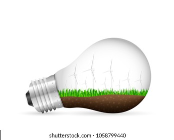 Landscape in light bulb on a white background.