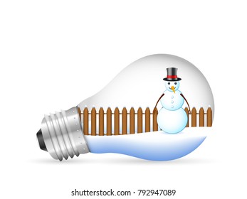 Landscape in light bulb on a white background.