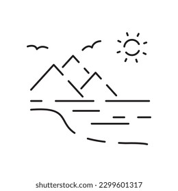 Landscape line icons, thin line style, flat design vector illustration. Summer, spring season. Nature garden
