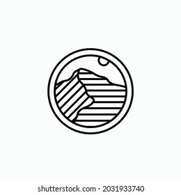 landscape logo with abstract line art