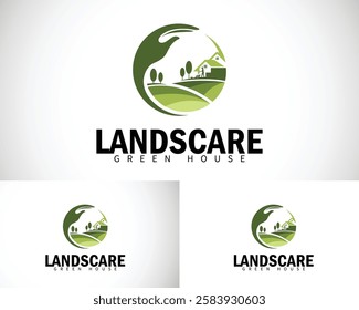 landscape logo creative design hand care lawn mower green house