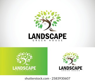 landscape logo creative garden design concept home tree innovation