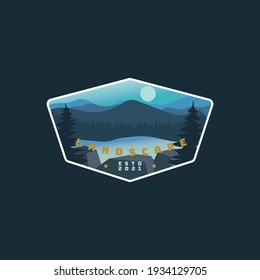 Landscape logo design badge illustration vector template
