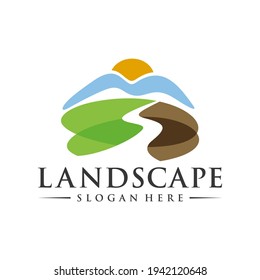 Design-Vektorgrafik mit dem Landschaftslogo
