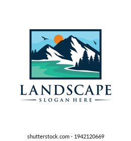 Landscape logo design illustration vector template
