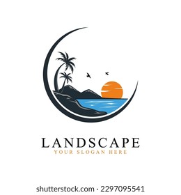 landscape logo design isolated white background. landscape simple Logo symbol vector illustration