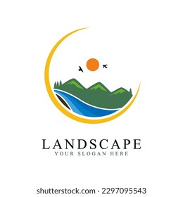landscape logo design isolated white background. landscape simple Logo symbol vector illustration
