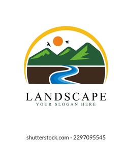 landscape logo design isolated white background. landscape simple Logo symbol vector illustration