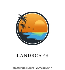 landscape logo design isolated white background. landscape simple Logo symbol vector illustration