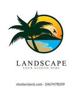 Diseño de logotipo de paisaje de fondo blanco aislado. Ilustración vectorial de símbolo de logotipo simple