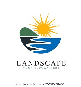 landscape logo design isolated white background. landscape simple Logo symbol vector illustration
