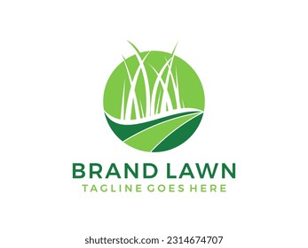 landscape logo design for lawn vector illustration