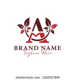 Landscape logo design with letter AM