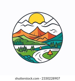 Landscape logo design vector template