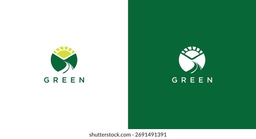 landscape logo with green grass