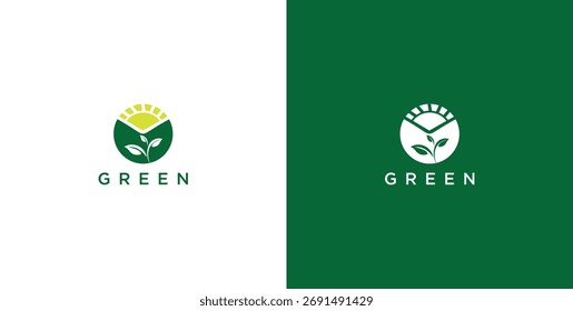 logotipo paisagem com grama verde