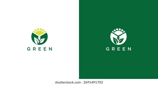landscape logo with green grass