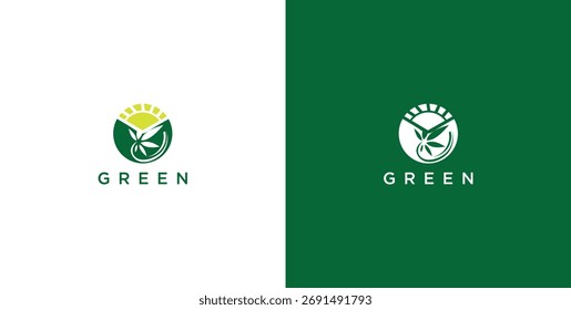 logotipo paisagem com grama verde