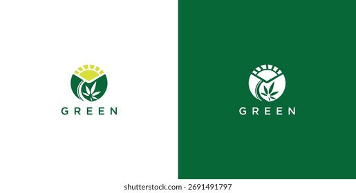 logotipo paisagem com grama verde