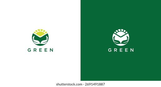 Landschaftslogo mit grünem Gras